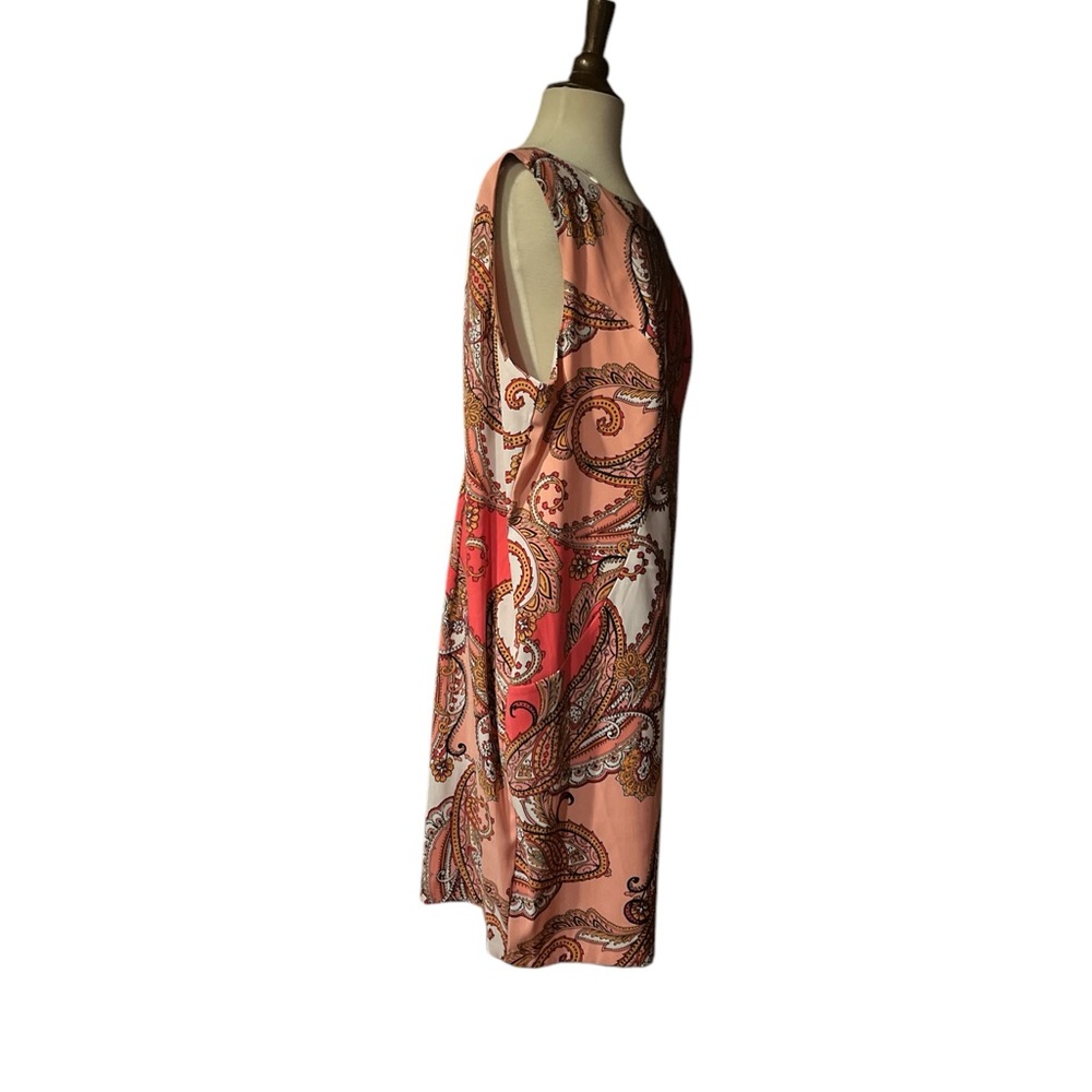 Paisley Print Sleeveless Dress - pink and white - Picture 5 of 6